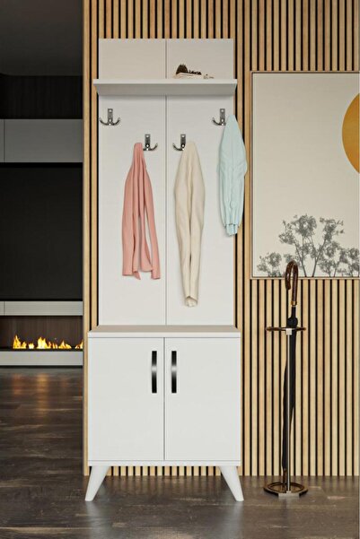 KZY Mobilya S Portmanto Ayakkabılık&Portmanto-Beyaz