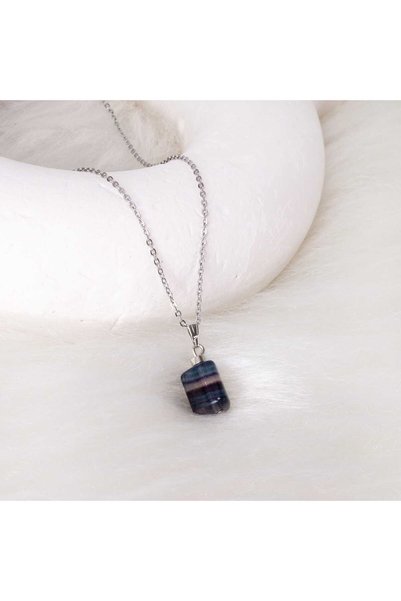 Astrolog Elvan Triangle Cut Fluorite Natural Stone Women Necklace