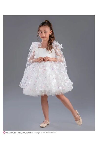 Esterella Flower Brode Pattern Imeros Girls Evening Dress / Girl Children Puf...