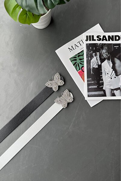 LİA KEMER Pachet de 2 curele pentru femei, cu cataramă fluture, curea pentru ...