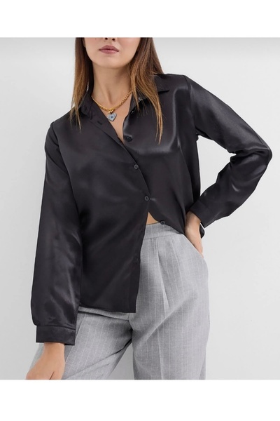 Tarzımızbir Satin Shirt with Light Drape