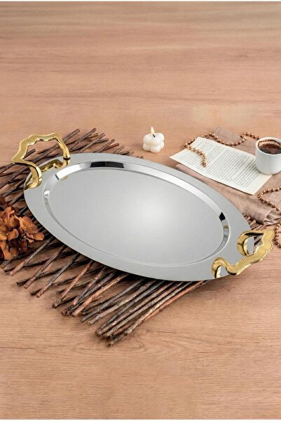 ÖZLİFE Tetra Tea Tray Plain Gold