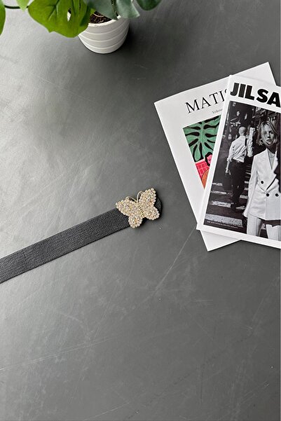 LİA KEMER Curea de damă cu cataramă aurie cu fluture de piatră, curea pentru ...