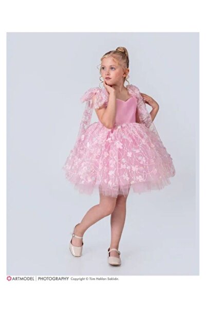 Esterella Flower Brode Pattern Imeros Girls Evening Dress / Girl Children Puf...