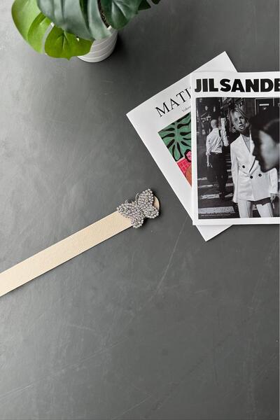 LİA KEMER Women's Jewelled Butterfly Buckle Belt Waist Belt Coat Belt Dress B...