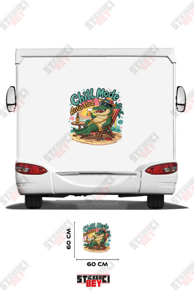 STİCKERCI BEY Chill Mode Activated Written on It Sunbathing Crocodile Image C...