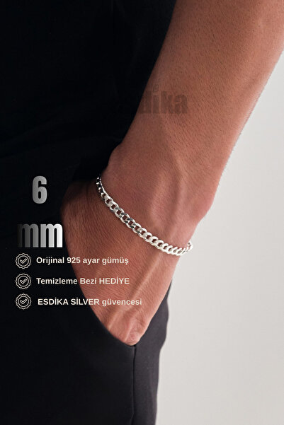 esdika 6MM GURMET GÜMÜŞ BİLEKLİK • 925 AYAR GÜMÜŞ • PREMİUM STERLİNG SİLVER