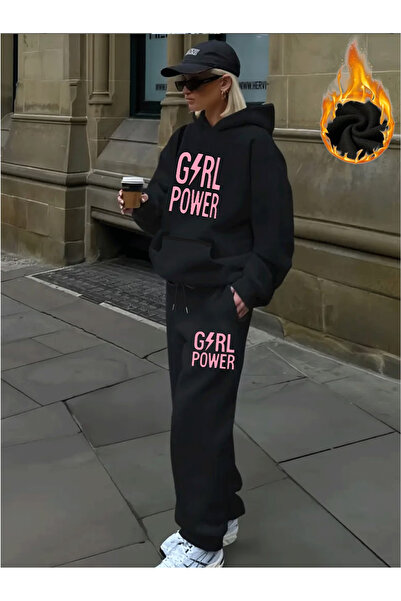 ELAN WEAR Printed Tracksuit Set Sweatshirt Jogger - Pink Printed Oversized Fl...