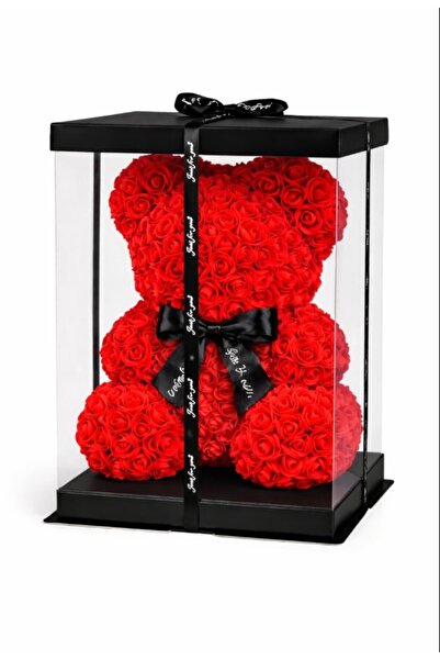 Inovius Cadou Urs din trandafiri rosii artificiali din spuma - KRMS106