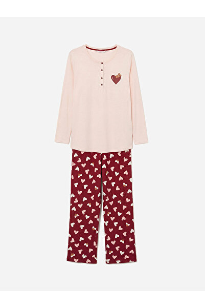 LC Waikiki Crveno srce Štampano set pidžama za trudnice