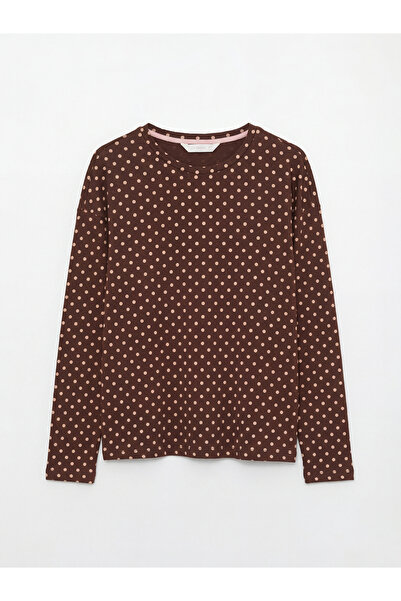 LC Waikiki Brown Crew Neck Polka Dot Women's Pajama Set