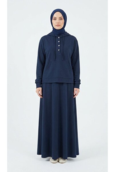 Foremia Pat Detail Skirted Suit-Navy Blue