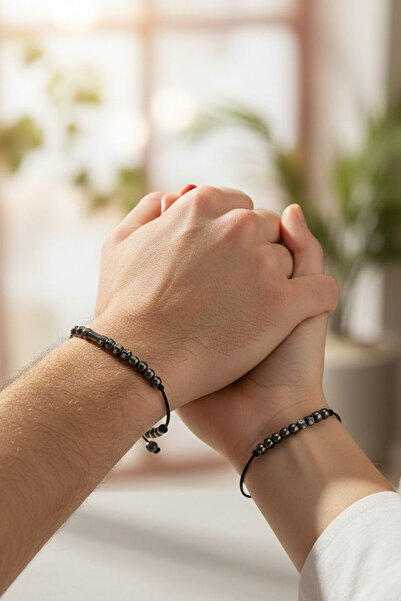 Özel Tasarım Hematit Taşlı Mors Alfabesi Bileklik – Kişiye Özel Hediye