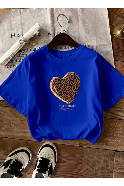 caddekombin Дамска тениска Wild AT Printed Cycling Neck Sax Blue