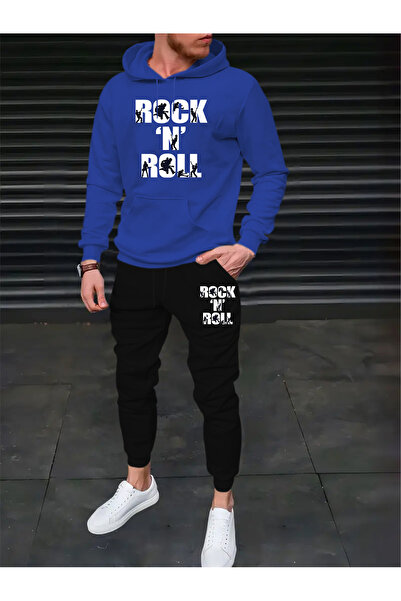 mercoledi Men's Comfortable Fit Hooded Pocket Top Jogger Elastic Cuff Bottom ...