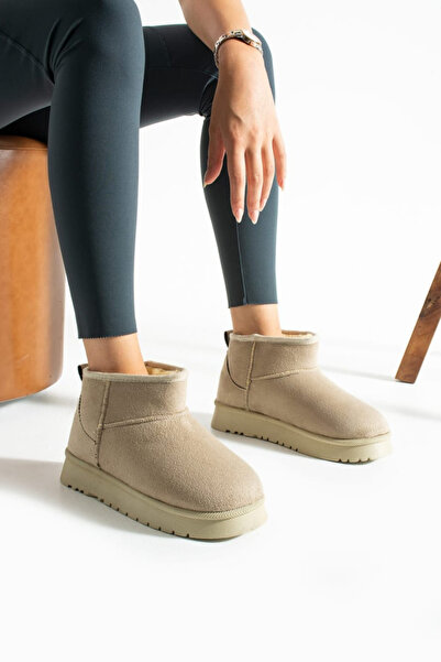 papushe shoes Yuvo Brown Suede Winter Thick Sole Women's Boots with Fur Inside