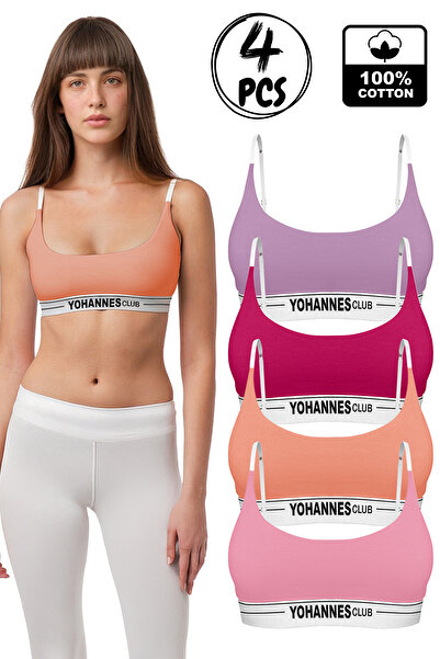 Yohannes Club Yohannesclub, Women's Cotton Bralette Bra, 4-Pack, Advantageous...