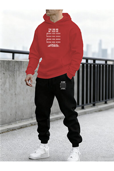 mercoledi Men's Silence Printed Comfortable Fit Hooded Pocket Top Jogger Elas...