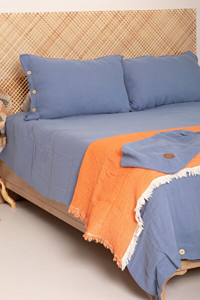 MYLASA HOME Cloudy Mood Muslin Duvet Cover Set Double Size 200X220 cm 100% Co...