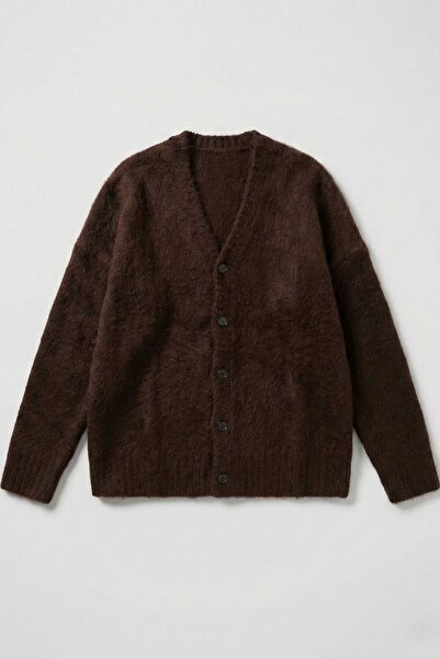 gothamvibes Men's Brown Oversized Beard Buttoned Cardigan