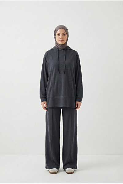 Foremia Hooded Front Piece Trouser Suit-Black