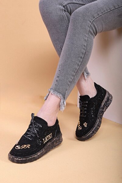 Layber Stone Patterned Transparent Sole Colorful Women's Sneaker Walking Shoes