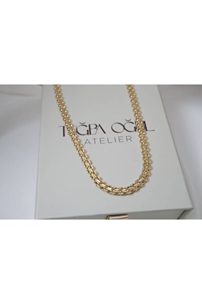 ATELİER TUĞBA قلادة سلسلة ذهبية اللون منسوجة KOL194