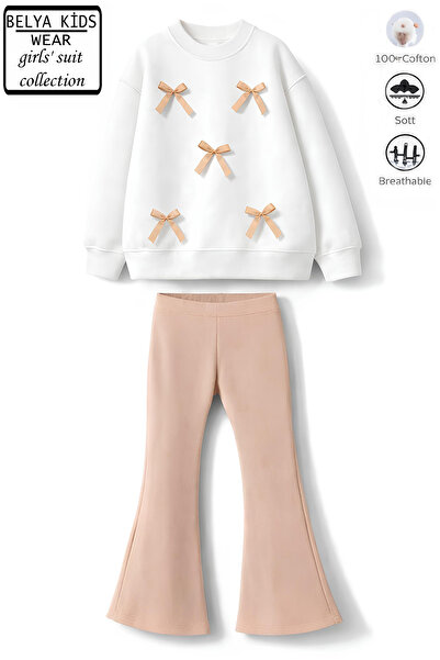 Belya Kids Wear Top pentru fetiță cu detaliu accesoriu cu fundă, țesătură din...