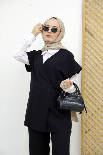 Foremia Side-Tied Vest Set Dabılset-Black