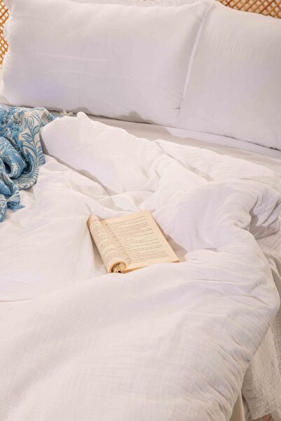 MYLASA HOME Cloudy Mood Muslin Duvet Cover Set Double Size 200X220 cm 100% Co...