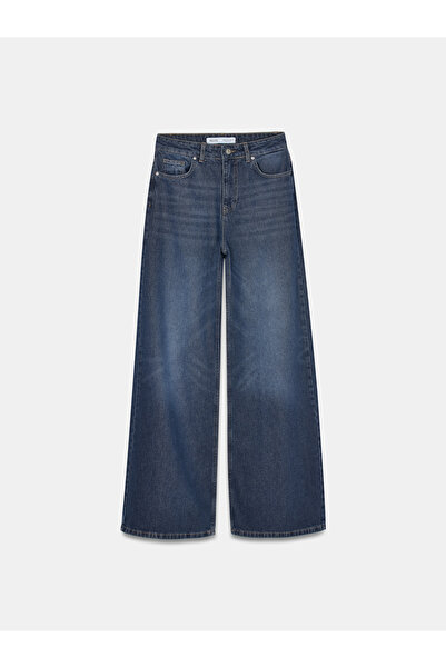 Dilvin 72122 100% Cotton Wide Leg Jean-Blue