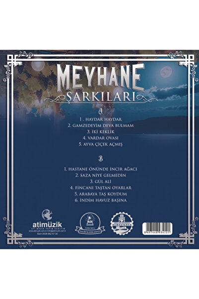 Ati Müzik PLAK - Meyhane Şarkıları / Haydar haydar / Gamzedeyim / Vardar ovası (11 şarkı)