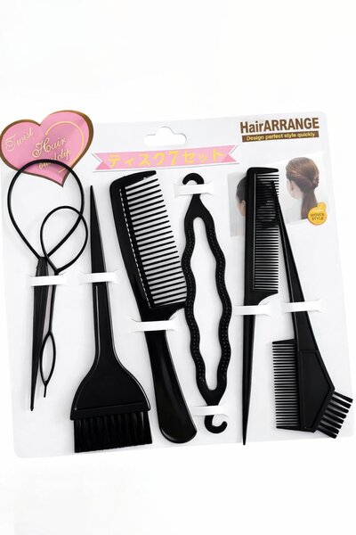 TAKIŞTIR مجموعة من 7 قطع تشمل مشط تصفيف الشعر وفرشاة صبغ وملحقات