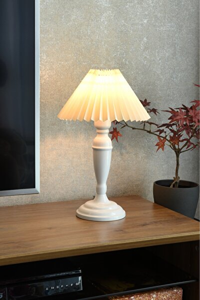 LUMINZO Puldo Modern Design White Metal Lampshade Stylish Decorative Table Lamp