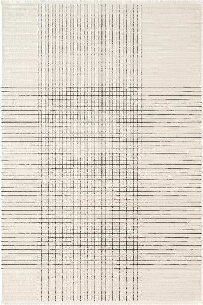 Karmen Halı Look Black LB001W Krem Halı Siyah Dekoratif Çizgili Modern Desen ...