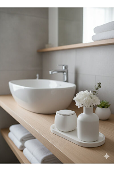 assera home Minimalist Dekoratif Set - Oval Tepsi, Kapaklı Obje ve Vazo Takımı