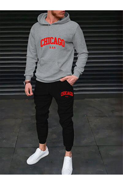 mercoledi Men's Summer Printed Comfortable Fit Hooded Pocket Top Jogger Elast...