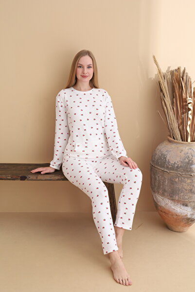 ELİTOL Set de pijamale pentru femei cu mâneci lungi Waffle din material subți...