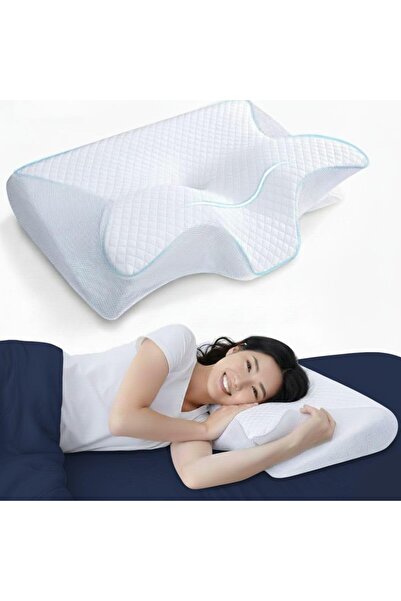 AlsayedP Memory Foam Pillow Neck Hospitality Pillow 2 in 1 Ergonomic Contour ...