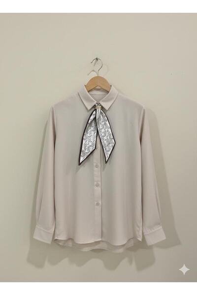 alinastore Ethnic Patterned Thin Scarf with Buckle, Bandana, Ribbon (6X90Cm)