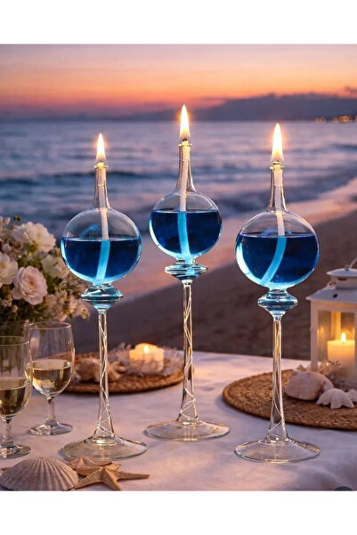 GLASSBLOWİNGART20 ZÜMRA 3 LÜ SET KANDİL+200 ML KANDİL YAĞ HEDİYE