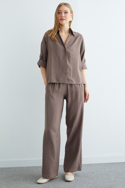 Fulla Moda Σετ με 2 μανίκια κάπρι με ελαστική μέση με κουμπιά