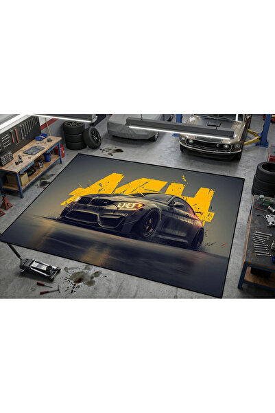 RUGRUMBA Kaymaz Taban Makinede Yıkanabilir Araba Desenli Gamer Genç Odası Halısı