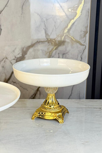MAY HOME Kristal Ayaklı Porselen Sunumluk Kase