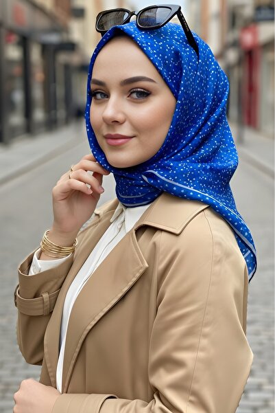 İmajButik Cobalt Blue Soft Digital Cotton Scarf