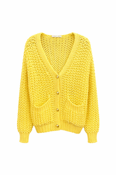 Mixray 6967 Women's Thick Thessaloniki Cardigan with Pockets Yellow