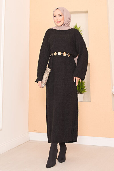 EBRUTESETTÜR Pıtırcık Textured Oversized Hijab Dress Black