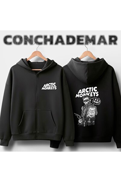 Vordevia Arctic Monkeys Printed Oversized 3 Thread Cotton Cardigan