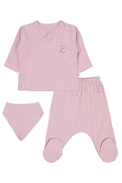 Civil Baby Teddy Bear Printed Bodysuit Sets - Pink 0-1 Month
