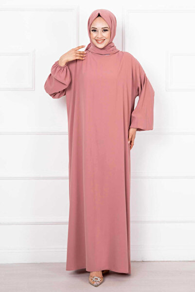 EBRUTESETTÜR Modest Clothing Shawl Zippered Prayer Dress Dried Rose